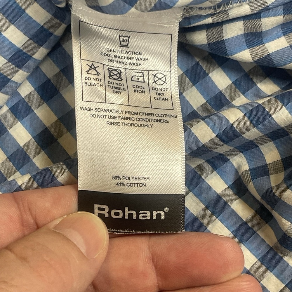 Rohan Fenland Mens Shirt XLarge Blue Plaid Check Button Up Long Sleeve UPF 40+ - Picture 5 of 9